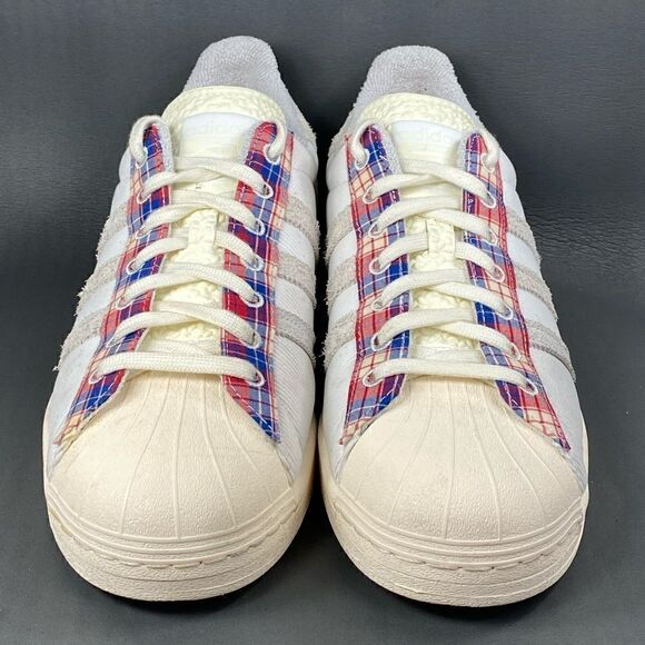 ADIDAS SUPERSTAR ‘PLAID’ WONDER WHITE Sneaker shoes mens size 11.5 - Picture 4 of 8